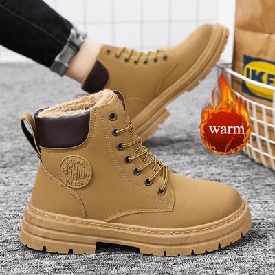 2025 Nuovi Stivali da Lavoro Invernali da Uomo Foderati in Peluche Impermeabili Antiscivolo Retro Vintage Confortevoli Scarpe da Neve da Trekking all'Aperto