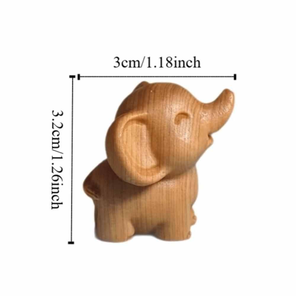Intricately Carved Hand-Carved Elephant Mini Cute Elephant Figurines Decorative Solid Wood Wooden Elephant Statues