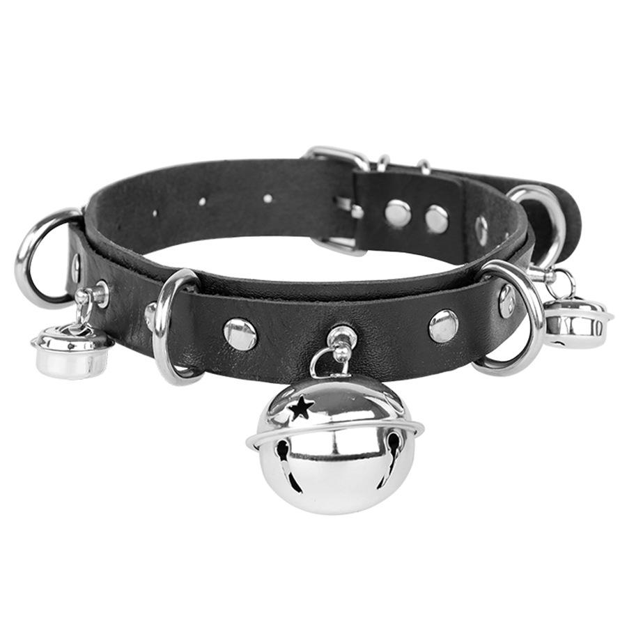 Cosplay Collar New Leather Bell Collar Role Play Exaggerated Neck