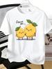 Kawaii Twin Happy Lemon Cartoon Graphic Unisexs Short Sleeve Tee Soft Cotton Crew Neck Casual Summer Daily Wear Top For Adult Male