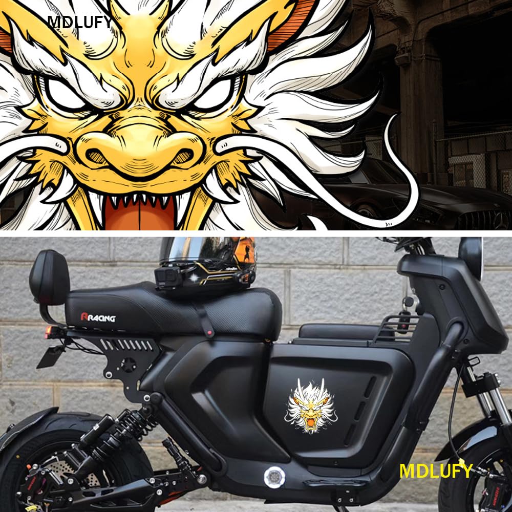 MDLUFY Dragon Car Sticker Laptop Sticker Golden Dragon Totem Sticker Waterproof Sticker Bike Sticker Dragon Animal Sticker (Golden-M) (Golden, M)