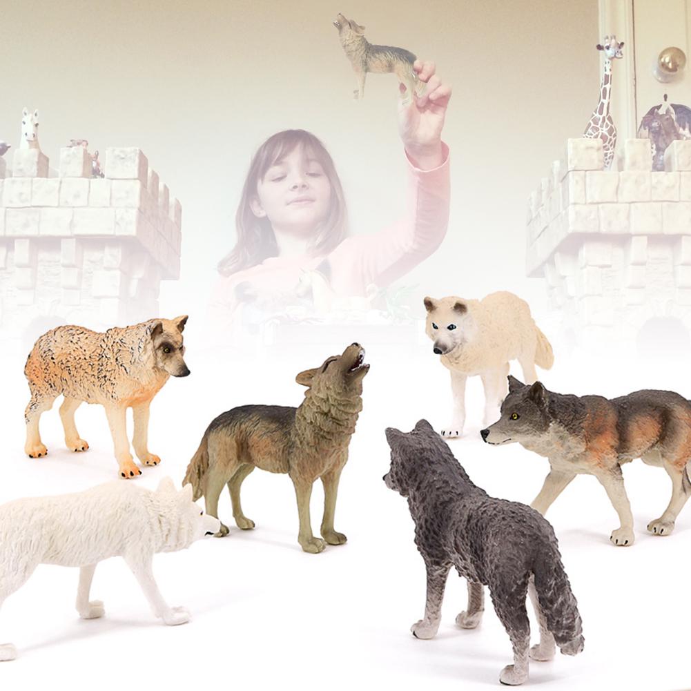 Wolf Figurines Set Realistic Wolf Family Figures Educational Toys Cake Toppers for Kids Aged 3 Years Old and U