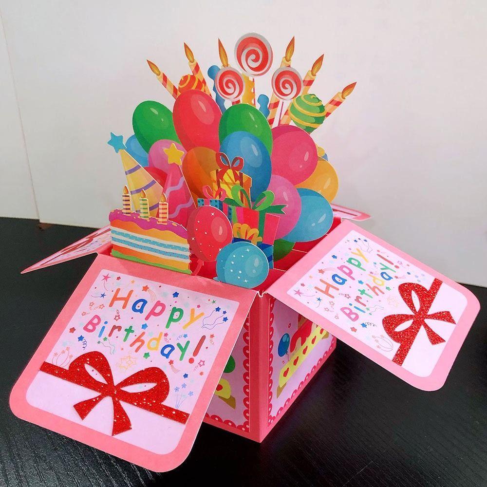 3D Pop UP Happy Birthday Greeting Invitation Cards Gift Card Thank You Flower Balloon Butterfly Vehicle Miniatures Postcard