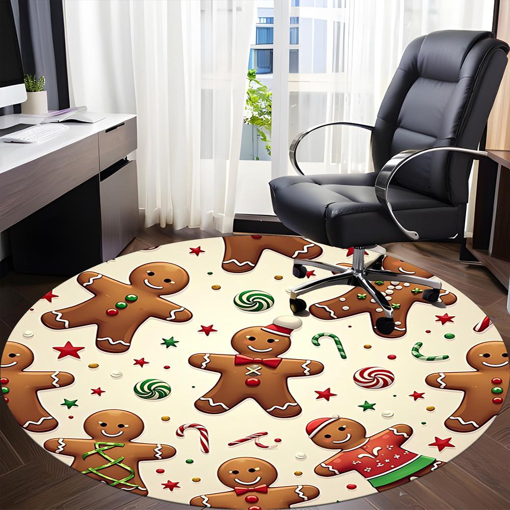 1pc Gingerbread Man Cookies Chair Carpet for Office, Non-slip, Soft and Durable Office Rug, Perfect for Office yy251227118