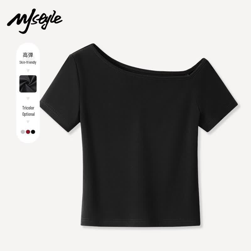 MJ STYLE Women's Off-Shoulder Slim Fit T-Shirt
