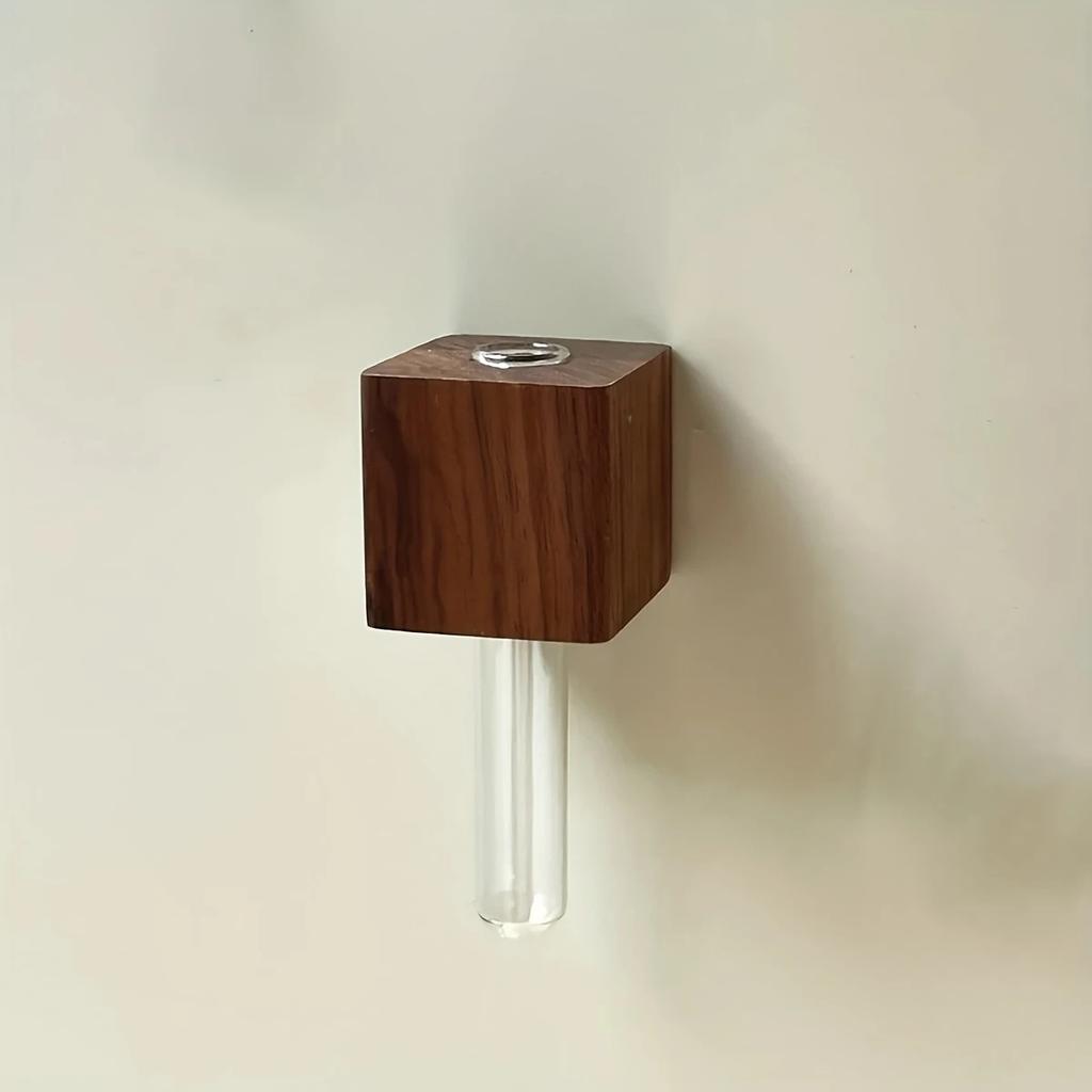 New Solid Wood Magnetic Vase for Refrigerator Decoration Stylish French Design Refrigerator Magnet Fresh Flowers Home Decoration