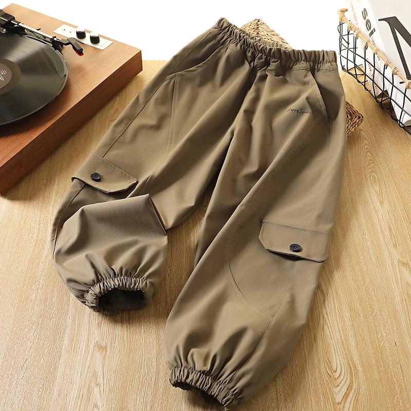 

Boys Fashionable Korean-Style Sports Pants - Versatile Spring/Autumn 2025 Collection for Middle and Big Kids Size 150 хаки
