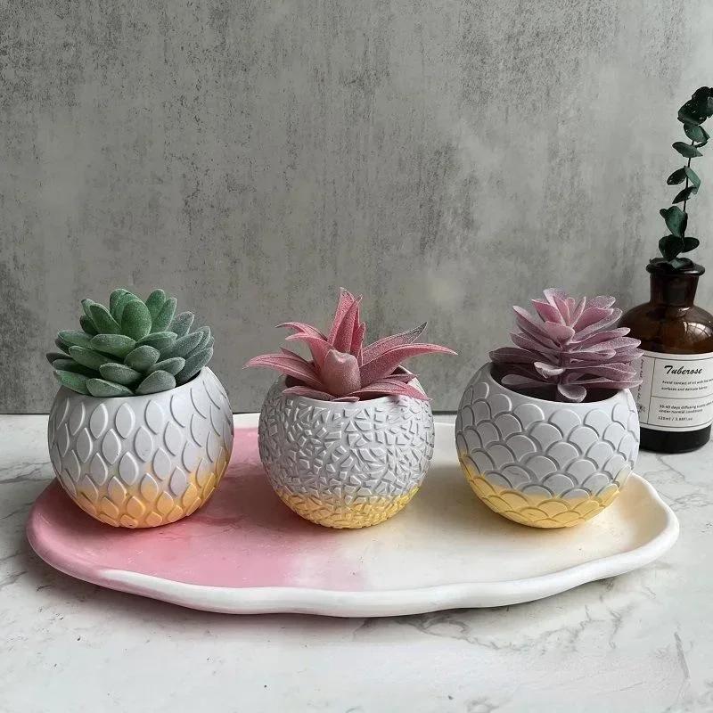 NEW DIY Succulents Flowerpot Silicone Mold Fish Making Plaster Resin Candle Jar Tank Craft Storage Box Casting Mold