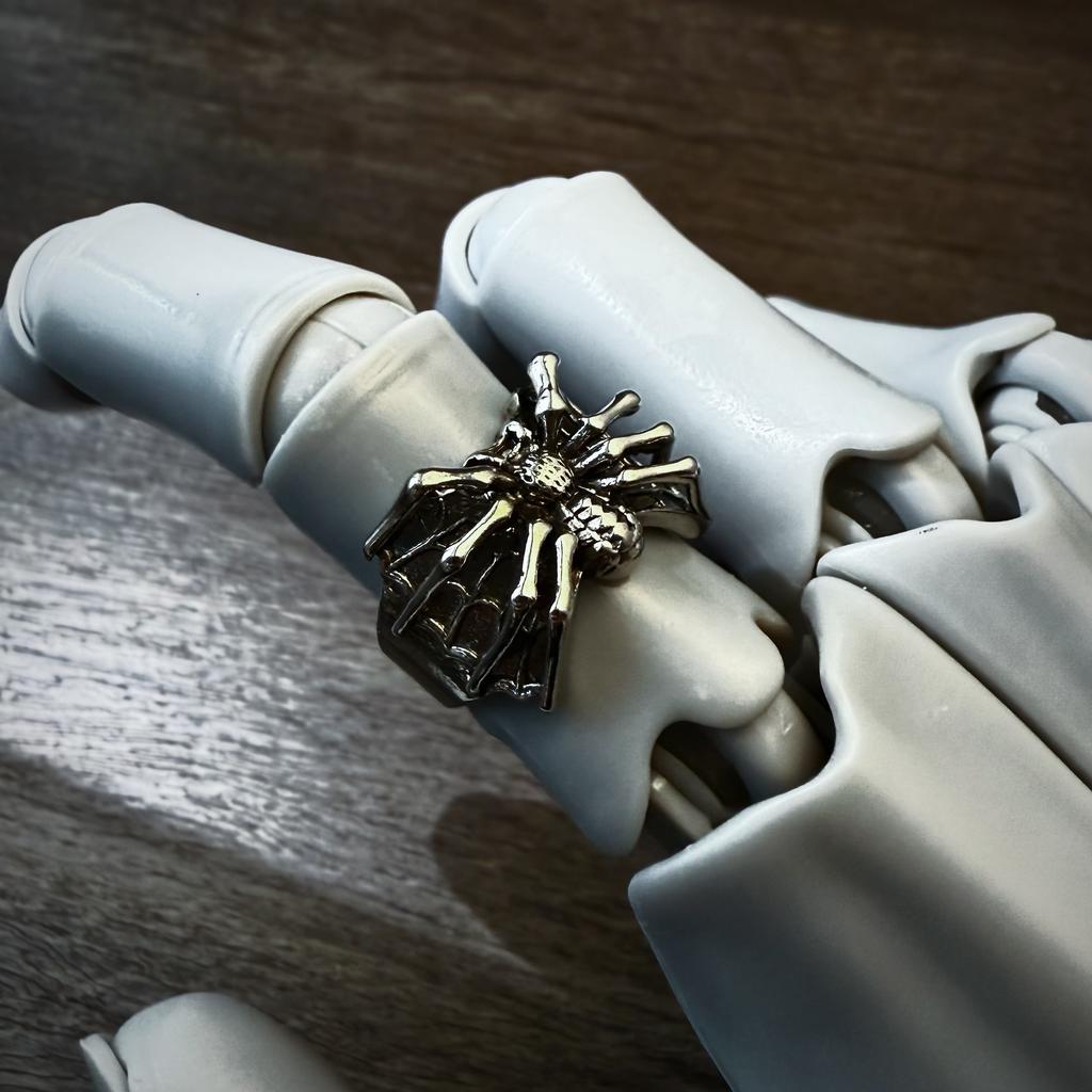 Retro Spider Adjustable Open Ring Punk Gothic Jewelry For Men Women Vintage Alloy Accessories Cosplay Holloween Gift