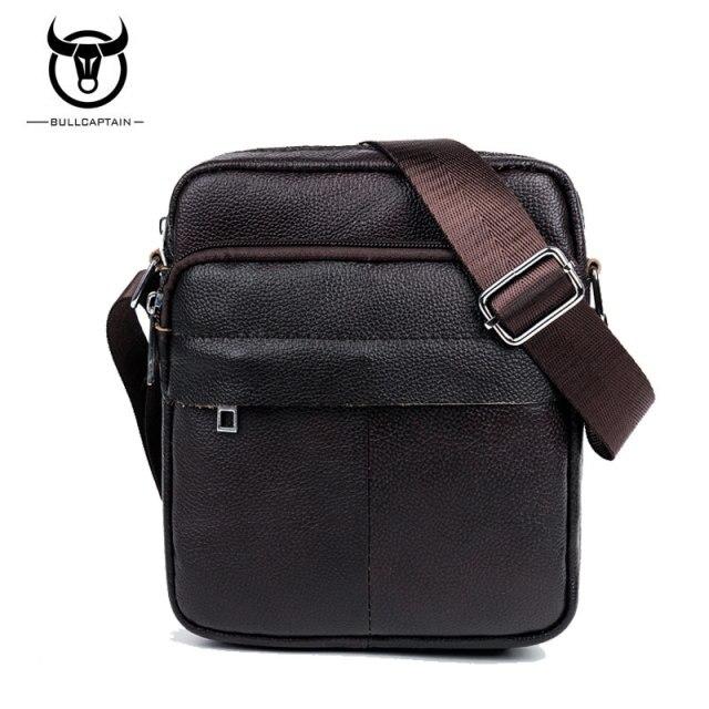 BULLCAPTAIN Brand Design Men Bag Genuine Leather Fashion Men Small Flap Shoulder Crossbody Bags Casual Man Messenger Bag