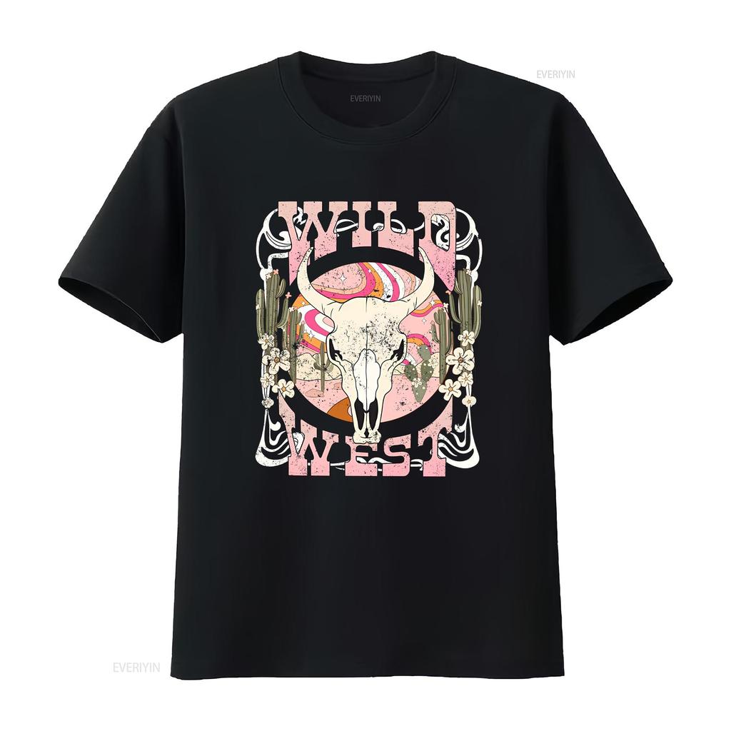 Country Concert T Shirt Wild West Cute Cowgirl Western Vibes Oversized for Women Vintage Washed Stretched Top For Everyday Wear