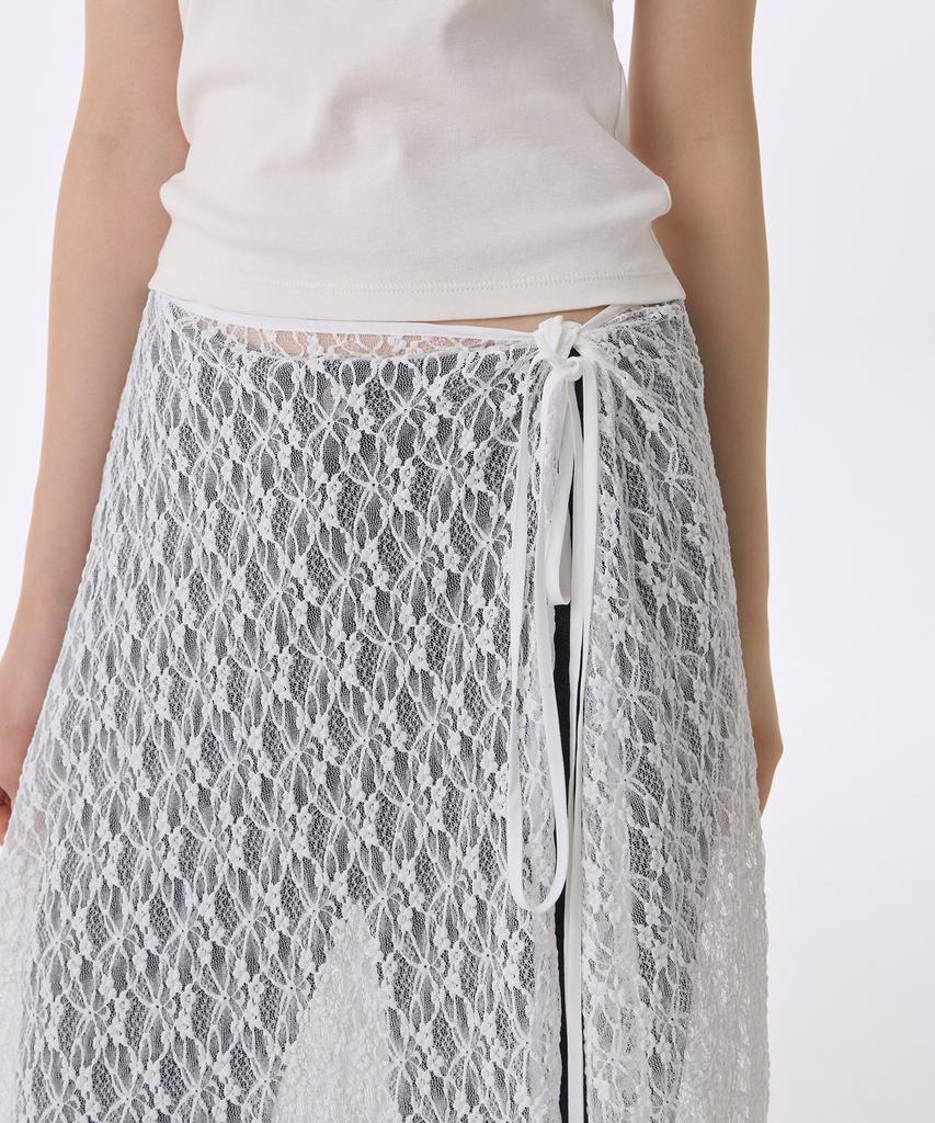 Musinsa Standard Woman Women'S Lace Layered Wrap Skirt [White]