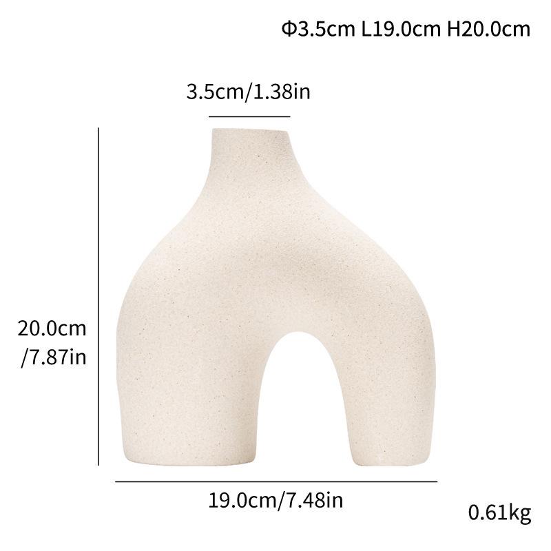 European Style Unglazed Ceramic Vase for Flower Arrangements - Light Luxury Decor Piece