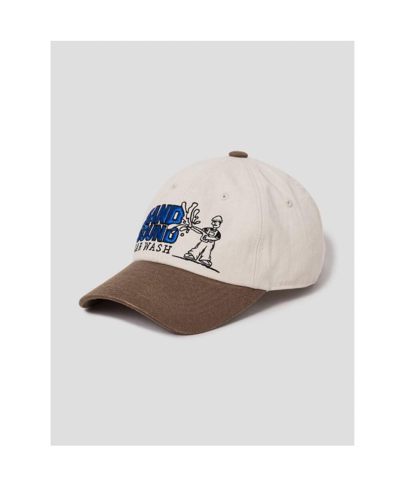 Saendeusaundeu (Unisex) Carwash Embroidery Ballcap Beige