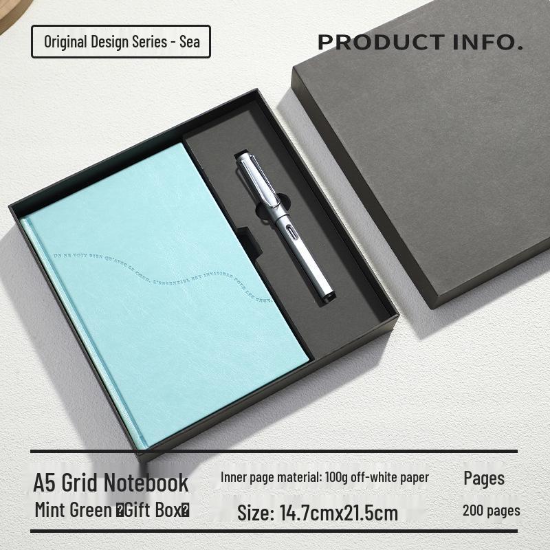 Premium A5 French Grid Notebook with Customizable Logo and Gift Box