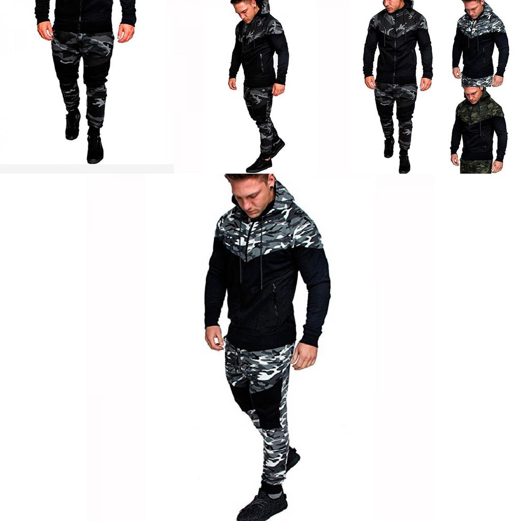 Mens Slim Hoodie Camouflage Sweatshirt Coat Jacket Outwear Tops Trousers Pants With Premium Quality Fabric And Timeless Style