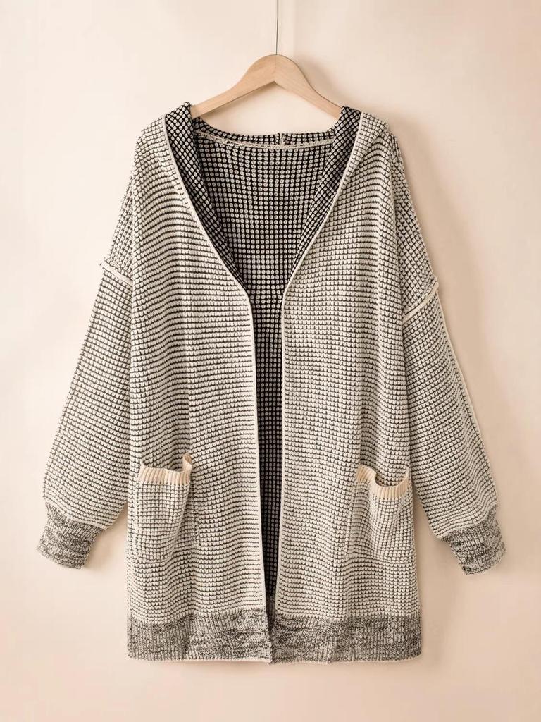 2025 Winter Women's Casual Hooded Knit Cardigan: European & American Style, Mid-Length, Loose & Warm