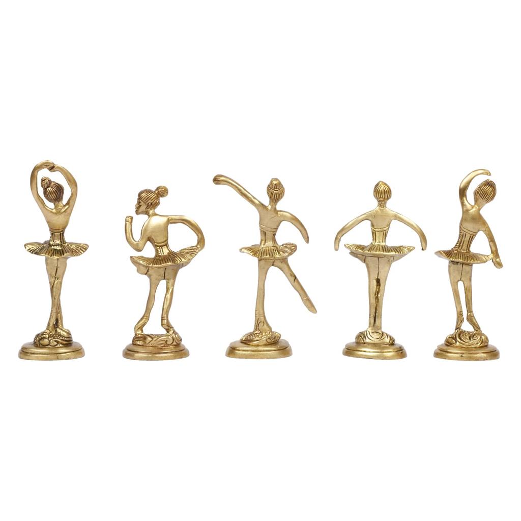 Brass Beautiful Dancing Lady Idol Home Décor Showpieces Ladies Statue Set of 5 Statues.