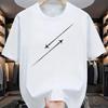 Unisexs summer 100 pure cotton airplane flight track printed fashionable and casual loose round neck short sleeved Tshirt top