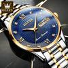 OLEVS 6603 Automatic Mechanical Man Watch Luxury Diamond Roman Scale Dual Calendar Luminous Waterproof Business Men's Watches