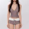 European and American Swimsuits Split Sexy Babes Slim and Thin Neck Bikini Two-piece Hot Spring Vacation Swimsuit Women