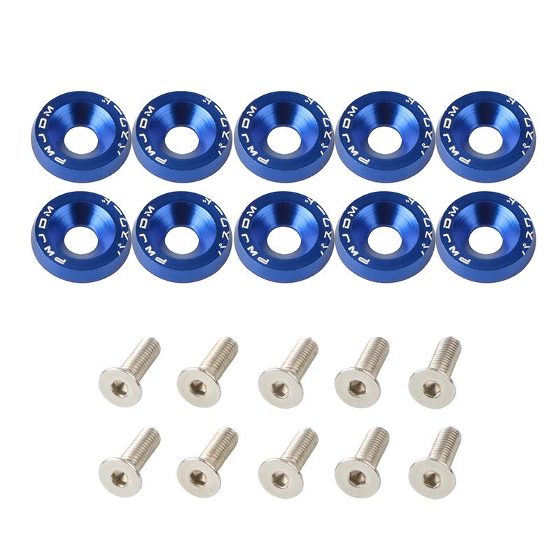 10Pcs Universal M6 JDM Car Modified Hex Fasteners Fender Washer Bumper Engine Concave Screws Fender Washer License Plate Bolts