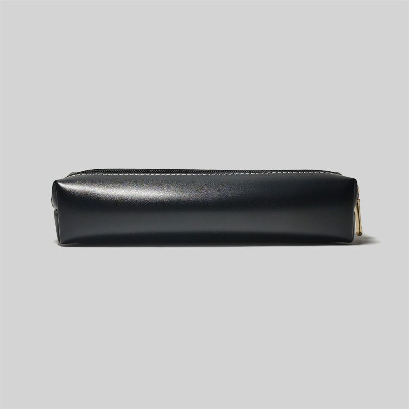 Oily Synthetic Faux Leather Texture Pencil Case - Small Capacity Retro Minimalist School & Office Organizer with Zipper Closure