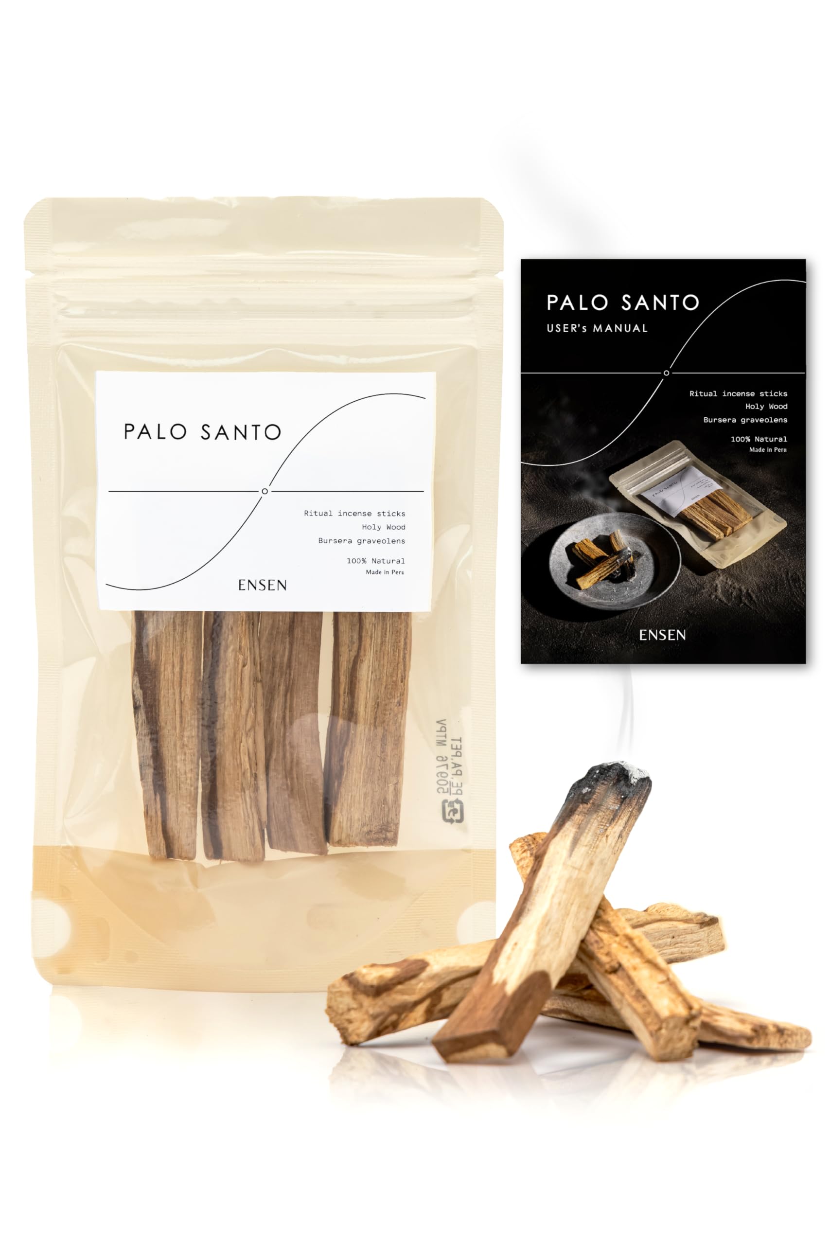 

ENSEN Natural Fragrant Palo Santo Fragrant Wood Incense Genuine Gift Palo Santo Sticks 4 Sticks Peruvian Country of Origin Certified Stylish Palosanto бежевый