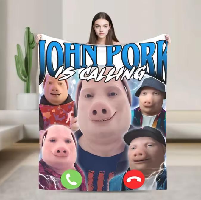 John-Pork Is Calling Blankets Quality Warm Soft Throw Blanket Winter Travel Office Home Decor Street Trend Bedspread