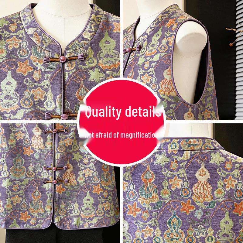 2026 Spring Vest Jacket: Stylish National Style for Middle-Aged & Elderly Women