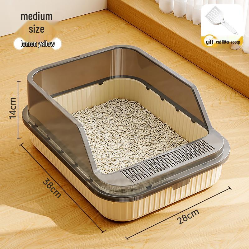 Extra Large Anti-Splash Cat Litter Box: Semi-Enclosed Tray for Large Cats and Kittens