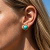 Bohemia Round Turquoise Small Stud Earrings Vintage 18K Gold Color Stainless Steel Jewelry for Women Girl Summer Fashion Gift