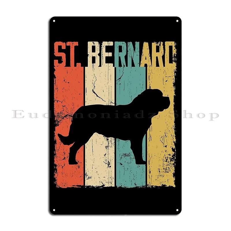 St Bernard Dog Vintage Retro Style Metal Plaque Poster Designing Designing Wall Decor Designing Pub Tin Sign Poster