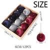 12Pcs/set Creative Flocking Christmas Ball Shiny Xmas Tree Hanging Pendants  Party Decorations