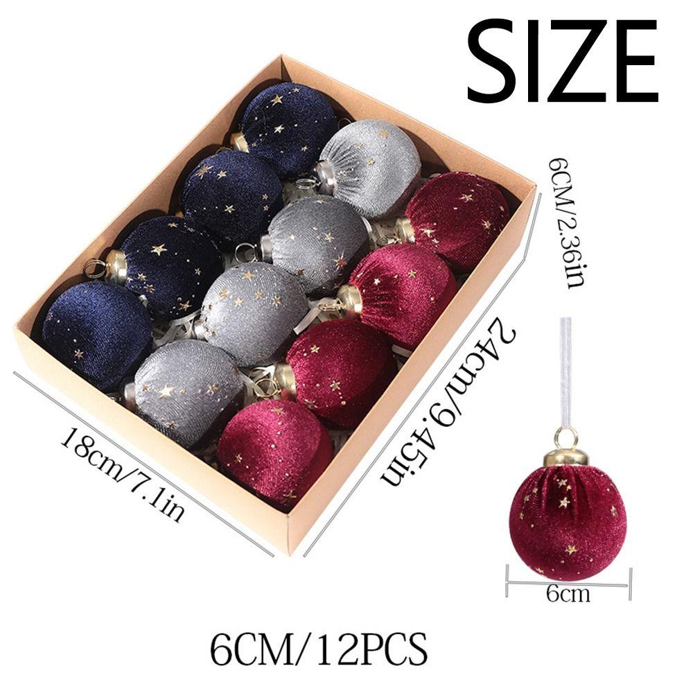 12Pcs/set Creative Flocking Christmas Ball Shiny Xmas Tree Hanging Pendants  Party Decorations