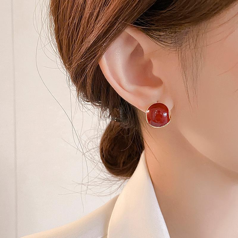 New Type Of Drop-oil Acacia Bean Ball Ear Button Earrings
