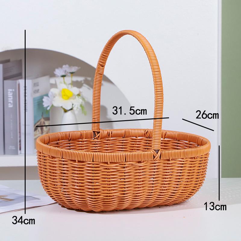 Imitation Rattan Handheld Flower & Snack Basket - Creative Gift & Storage Solution