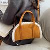 Trendy lamswol splicing damesmode pluche high-end herfst en winter handtas kleine vierkante tas trend