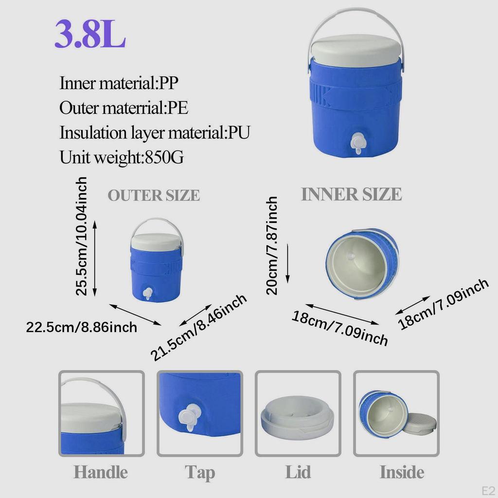3,8 l Isolierter Campingbehälter Fass Wiederverwendbare Auslaufsichere Wasserflasche Eisspender für