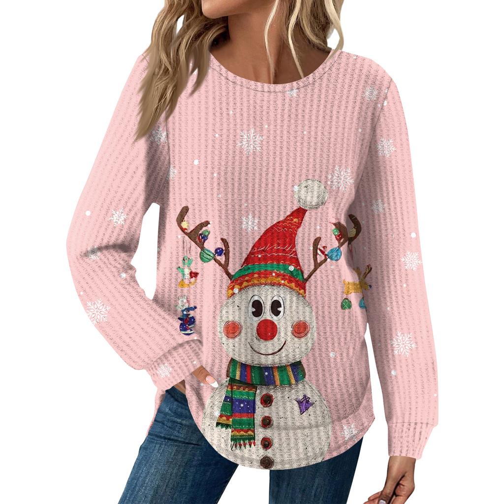 Dámská móda Dlouhý rukáv Vánoční Volný Dlouhý rukáv Kulatý výstřih Ležérní Top