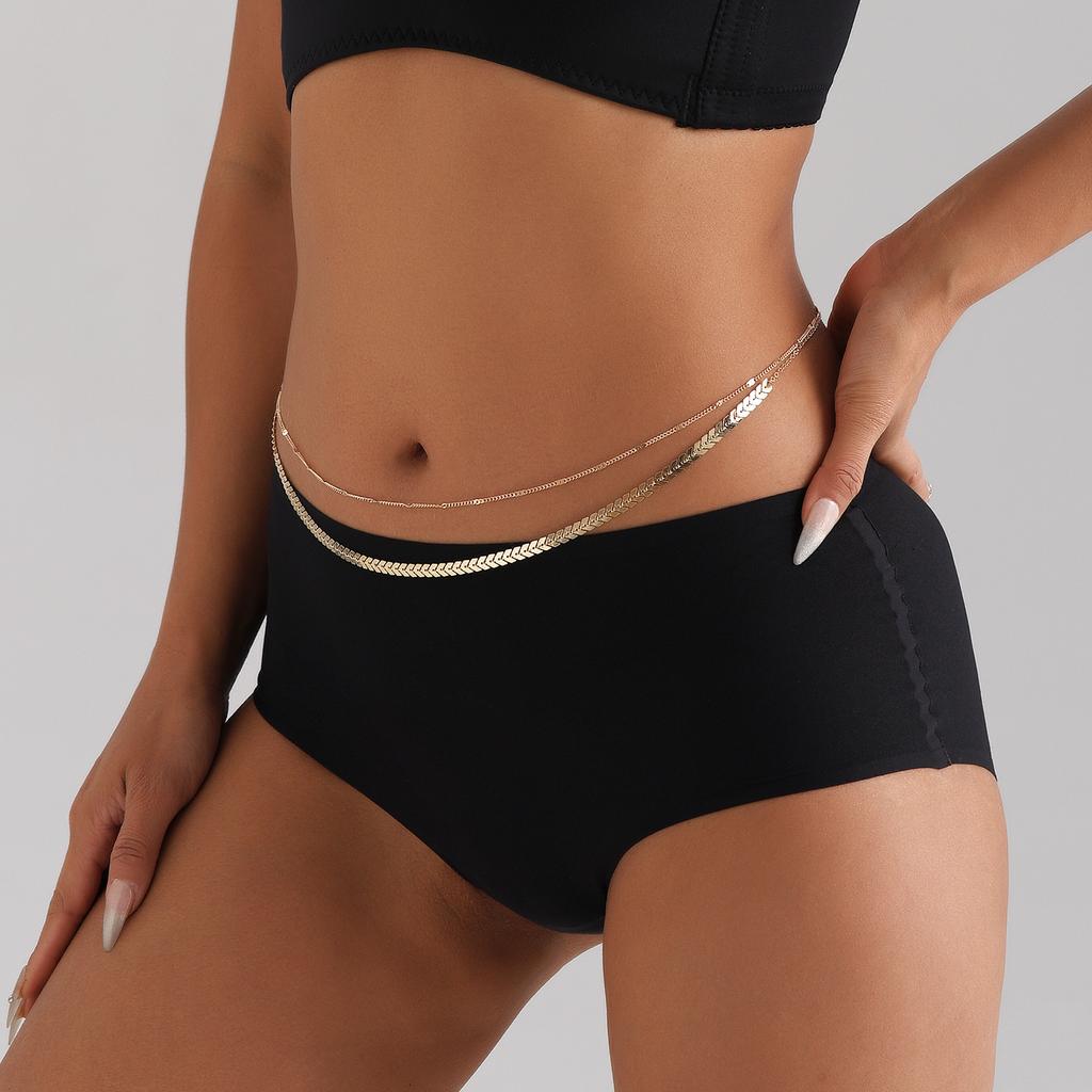 Europe, America, Fashionable and Sexy Aircraft Chain Sequins Short Waist Chain Women, Simple Temperament Double-layer Body Chain