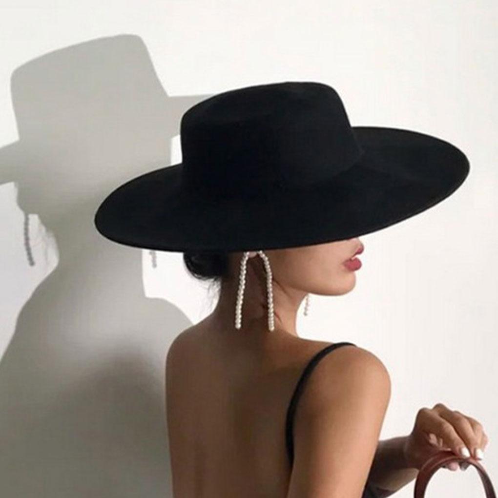 French Ladies Fedoras Top Bow Tie Fedora Hat Winter Autumn Imitation Woolen  Wedding Jazz Hats Flat Top Felt Hat Bowler Hats