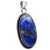 Lapis Lazuli Natural Gemstone Antique Silver Plated Pendant 2" J 1048