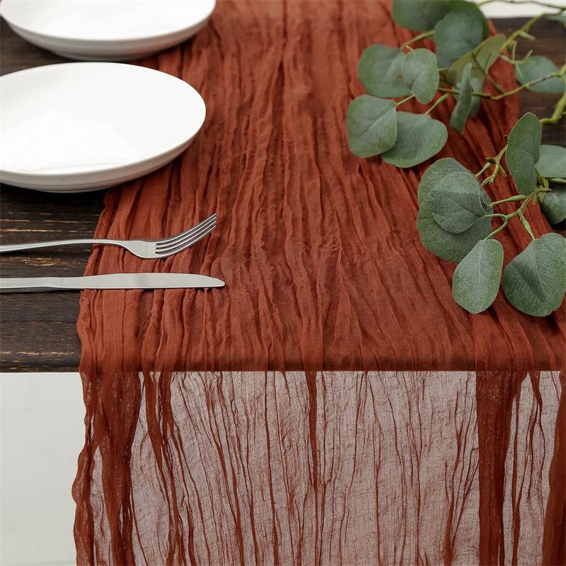 90x300 cm pletená látka běhoun Svatební narozeninová oslava banket dekorace gázová látka voálový ubrus Twist table cover