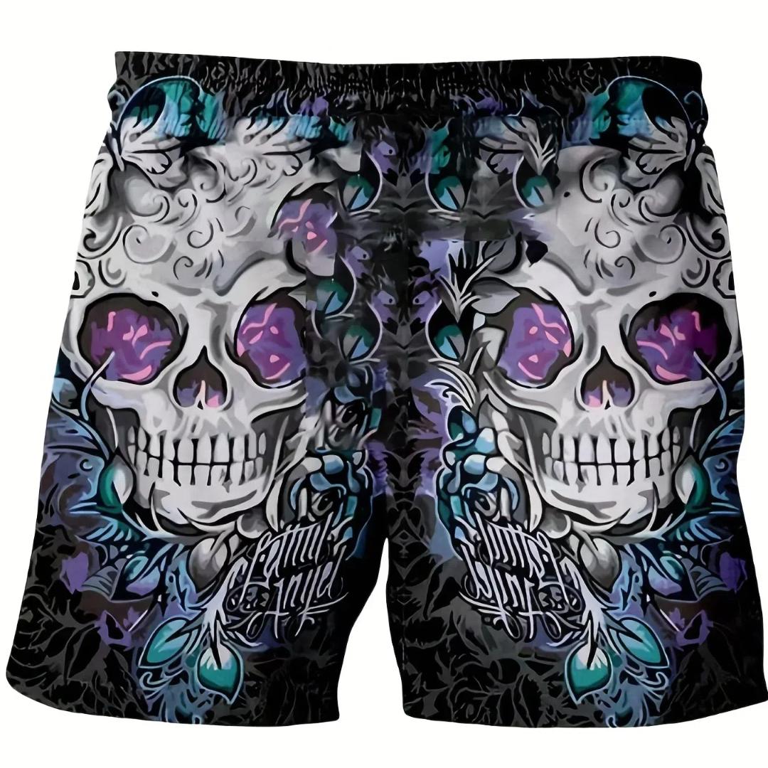 

Летние модные шорты с 3D принтом черепа, мужские персонализированные пляжные брюки в стиле хип-хоп, шорты для плавания, быстросохнущие шорты для доски для серфинга M