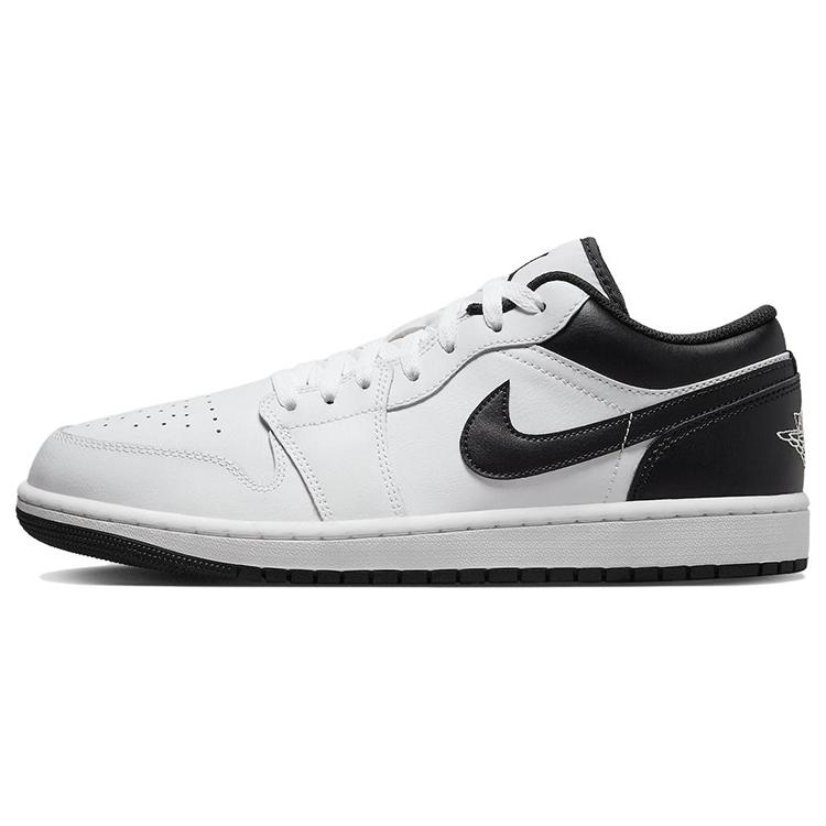 Jordan Air Jordan 1 Slip Resistant Abrasion Resistant Low top Vintage Basketball Shoes Men's White Black 553558-132(Team181-)