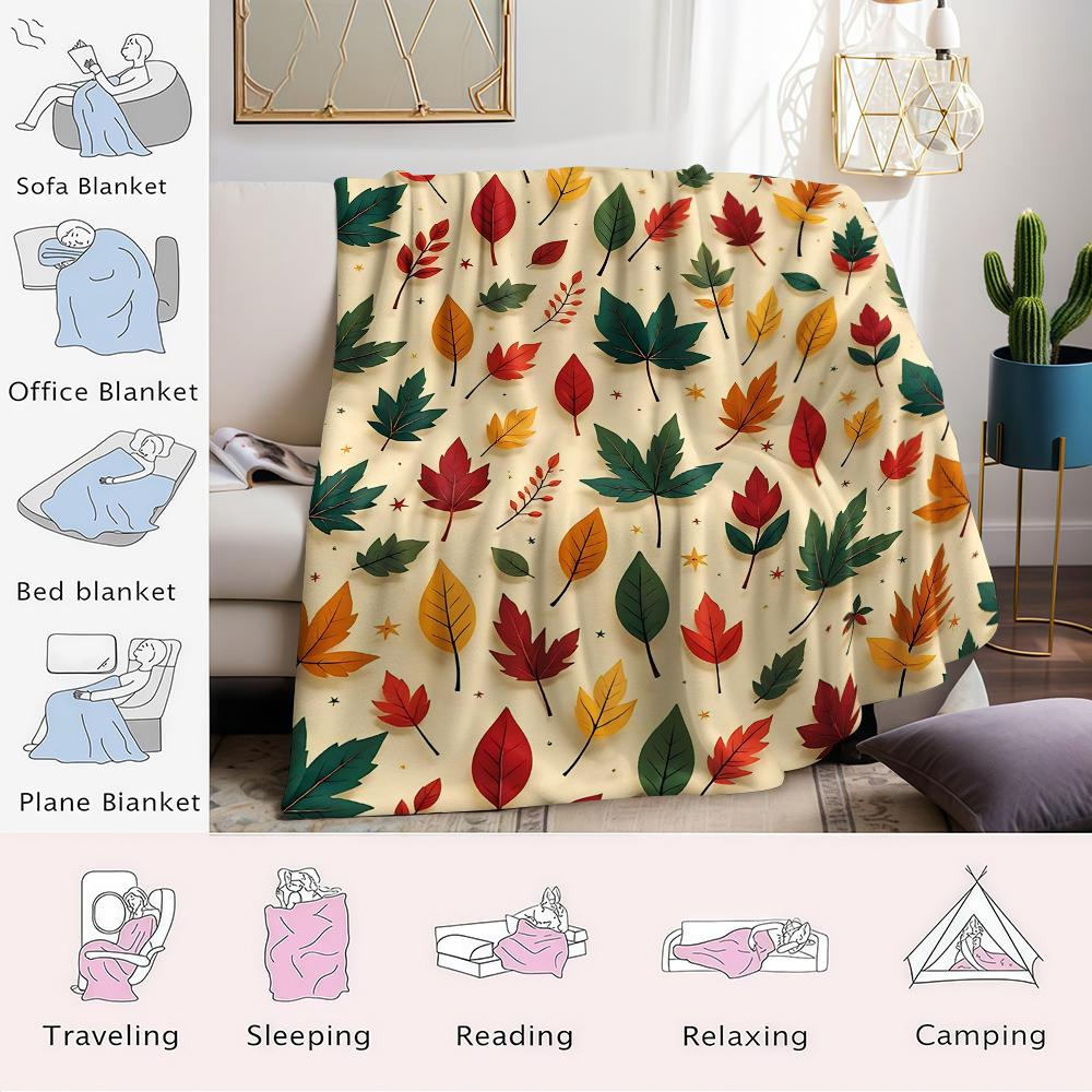 Autumn Leaf Starfall Flannel Blanket Warm Soft Halloween Christmas Couch Warm Cozy Decorative Decor Gift for All Season