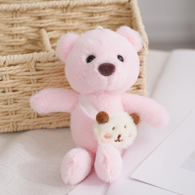 Adorable Plush Backpack Bear Keychain Cute Fluffy Stuffed Doll Pendant