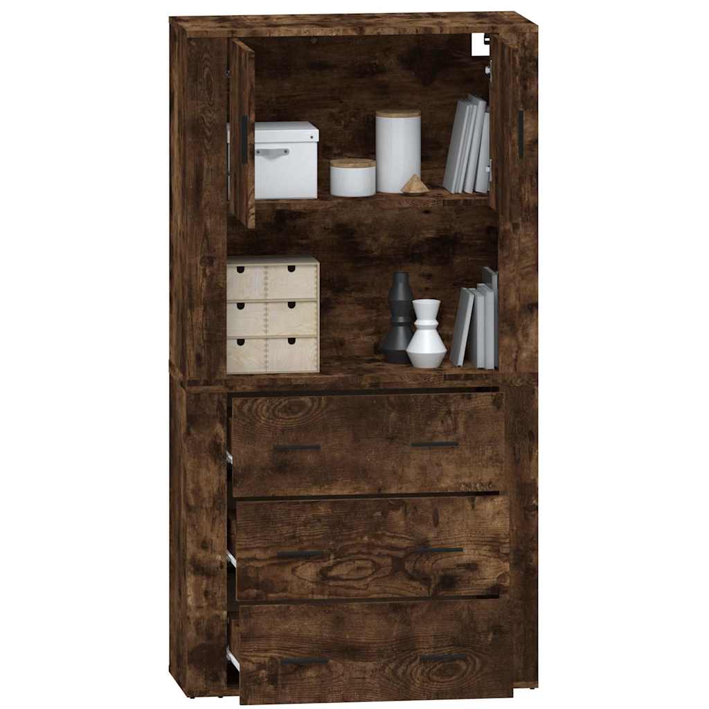 Highboard In Smoked Oak Finish Particleboard