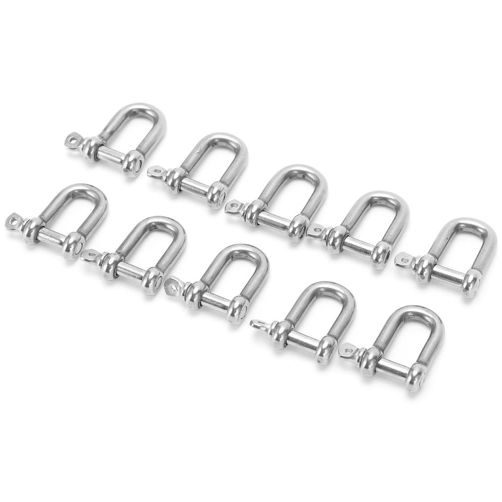 10Pcs M5 Straight D Shackle Stainless Steel D Type Rigging Chain Shackle Hook Sling Screw
